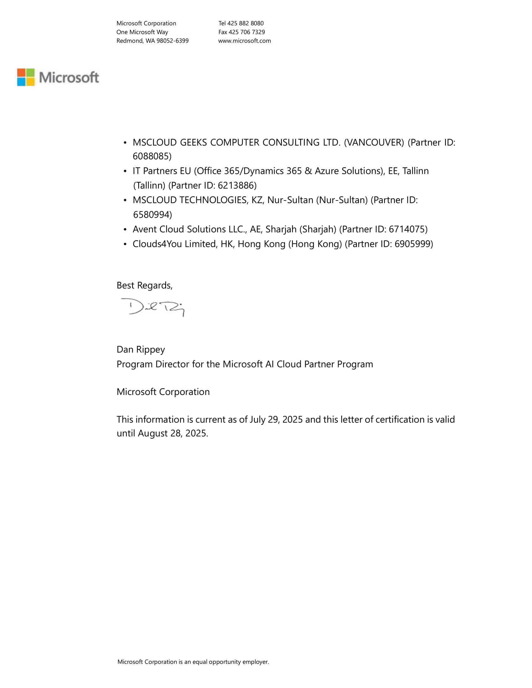 Our Certifications & Microsoft Partner Status